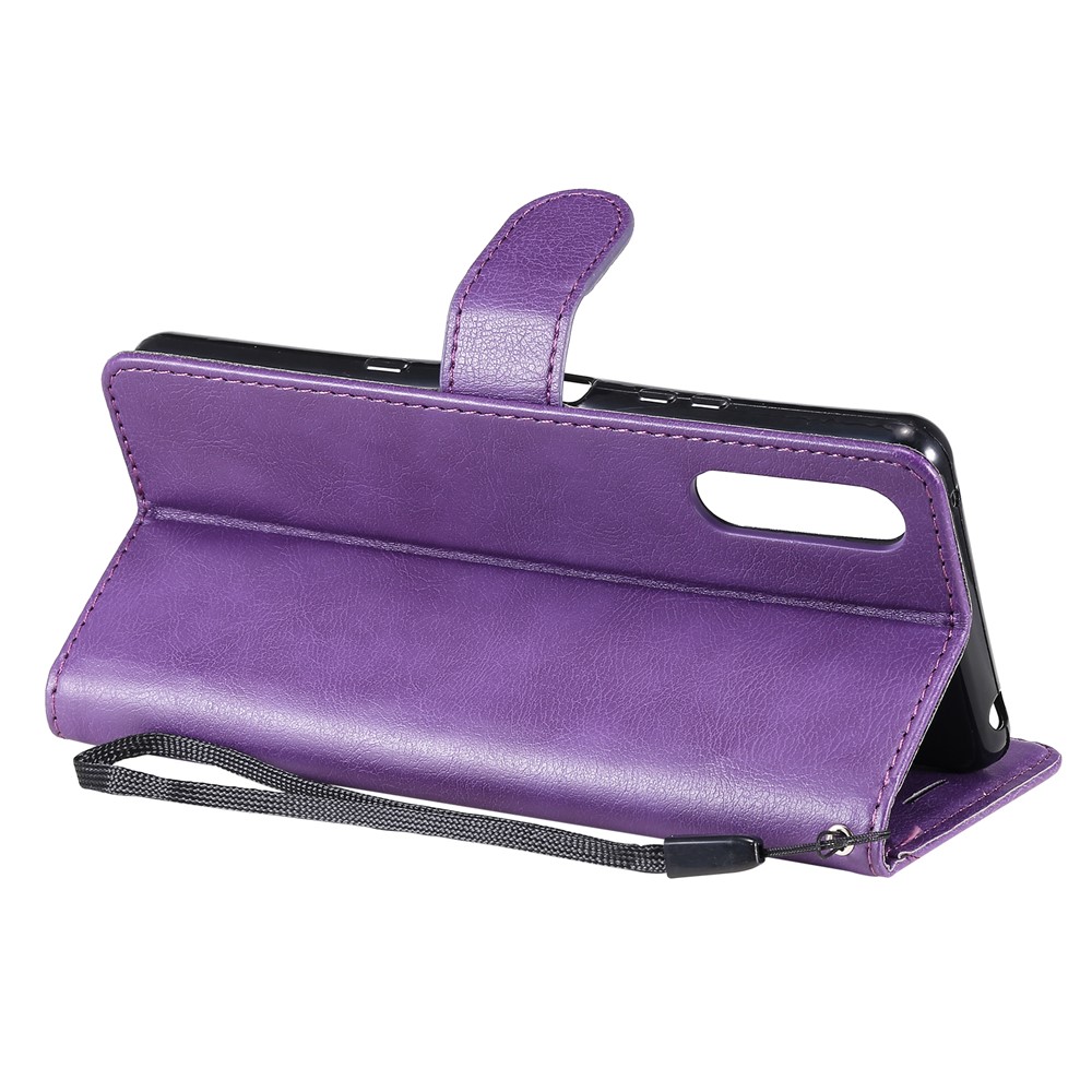 Wallet Stand Leather Phone Case Shell with Strap Casing for Sony Xperia 10 III 5G - Purple-5