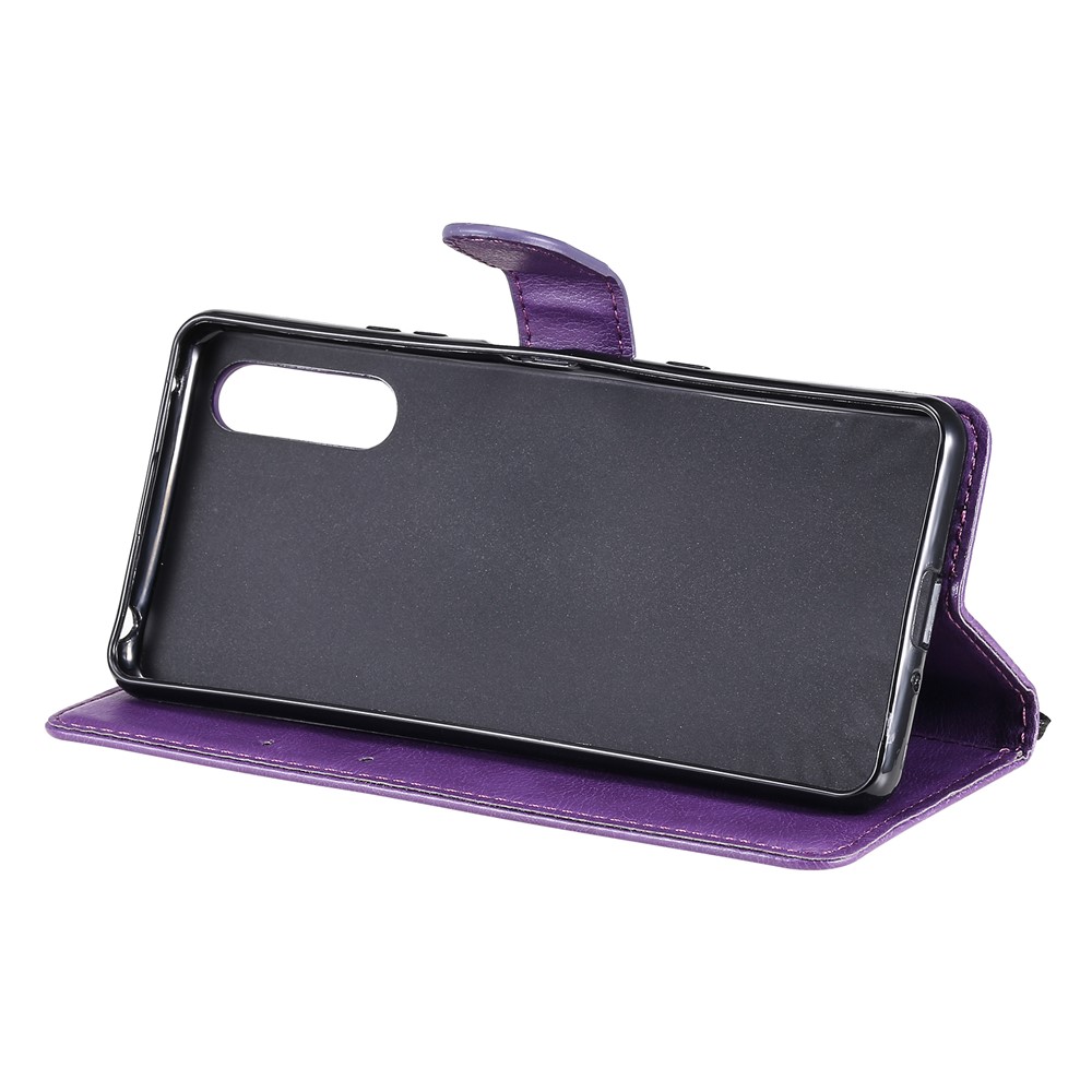 Wallet Stand Leather Phone Case Shell with Strap Casing for Sony Xperia 10 III 5G - Purple-6