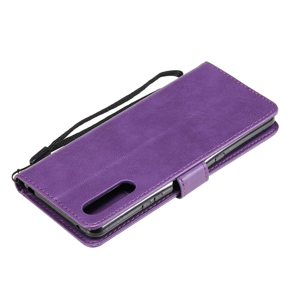 Wallet Stand Leather Phone Case Shell with Strap Casing for Sony Xperia 10 III 5G - Purple-8