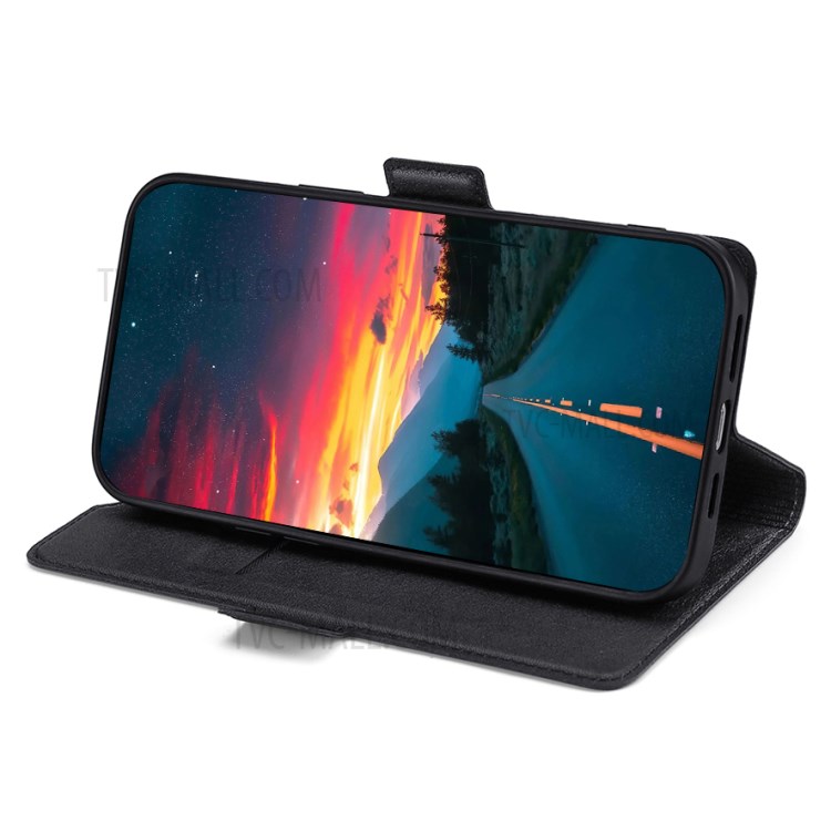 Side Magnetic Closure Flip Stand Case with Card Slot Shockproof Ultra-thin Leather Cover for Sony Xperia 5 III 5G - Black-4