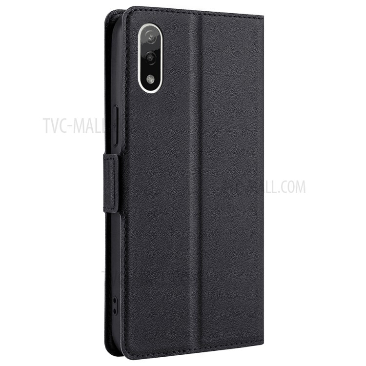 Full Coverage Ultra-thin Leather Cover Side Magnetic Closure Stand Case with Card Slot for Sony Xperia Ace 2 - Black-6