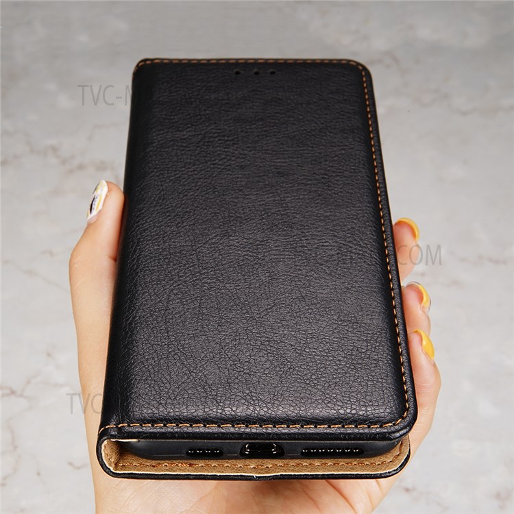 Solid Color Auto-absorbed Closure PU Leather Wallet Stand Phone Shell Case for Sony Xperia 5 III 5G - Black-6