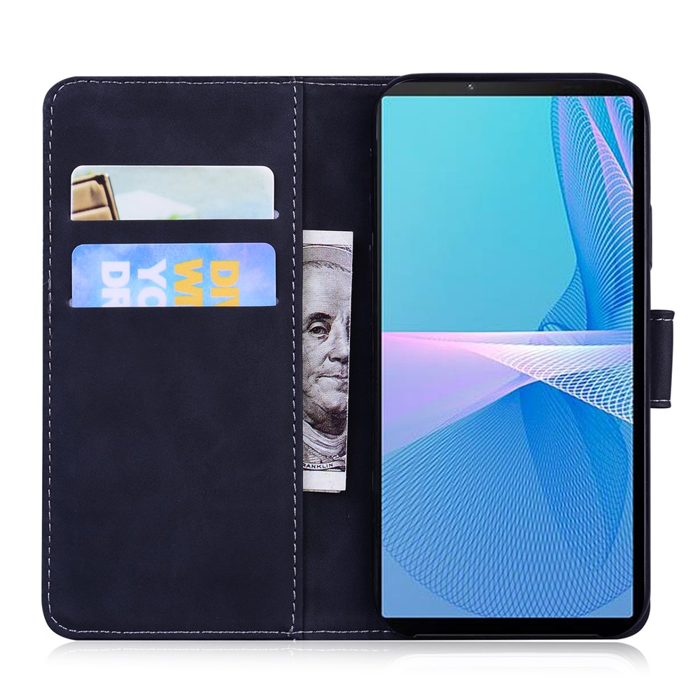 Flip Phone Case Special Tiger Imprint Pattern Full Protection Leather Wallet Stand Phone Cover for Sony Xperia 10 III 5G - Black-4