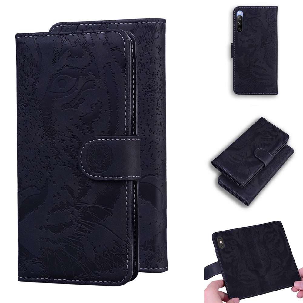 Flip Phone Case Special Tiger Imprint Pattern Full Protection Leather Wallet Stand Phone Cover for Sony Xperia 10 III 5G - Black-7