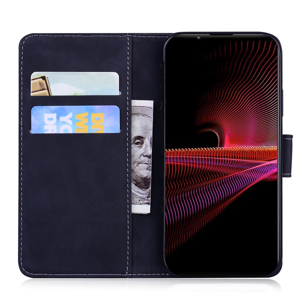 Tiger Imprint Pattern Flip Phone Case Full Protection Leather Wallet Stand Phone Shell for Sony Xperia 1 III 5G - Black-4