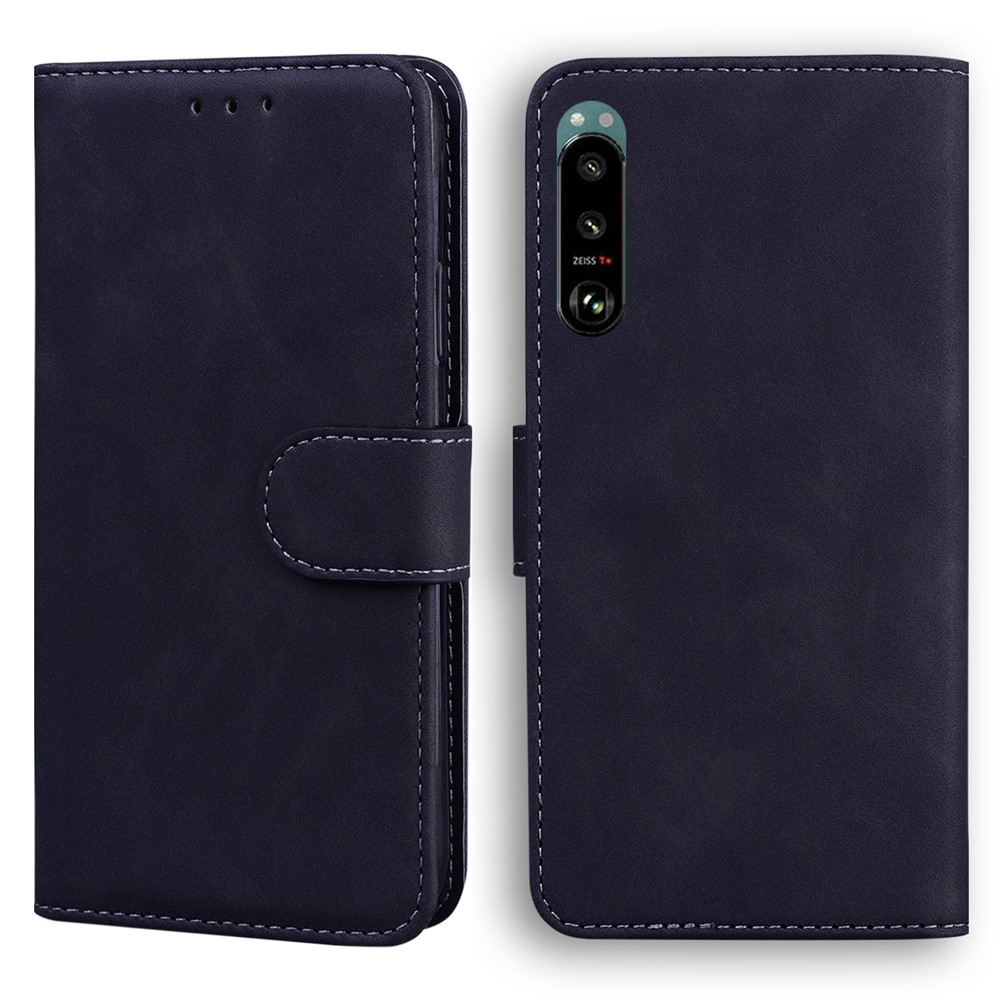 Practical Wallet Design Quality Leather Protective Phone Case Shell Stand Cover for Sony Xperia 5 III 5G - Black-1
