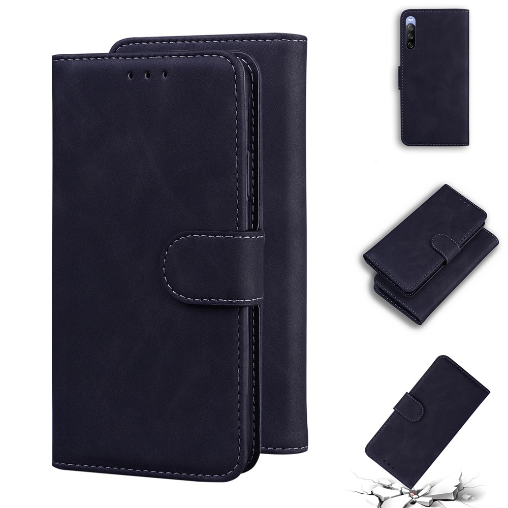 Flip Phone Cover Quality Leather Protective Phone Case Shell with Stand and Wallet for Sony Xperia 10 III 5G / Xperia 10 III Lite - Black-7