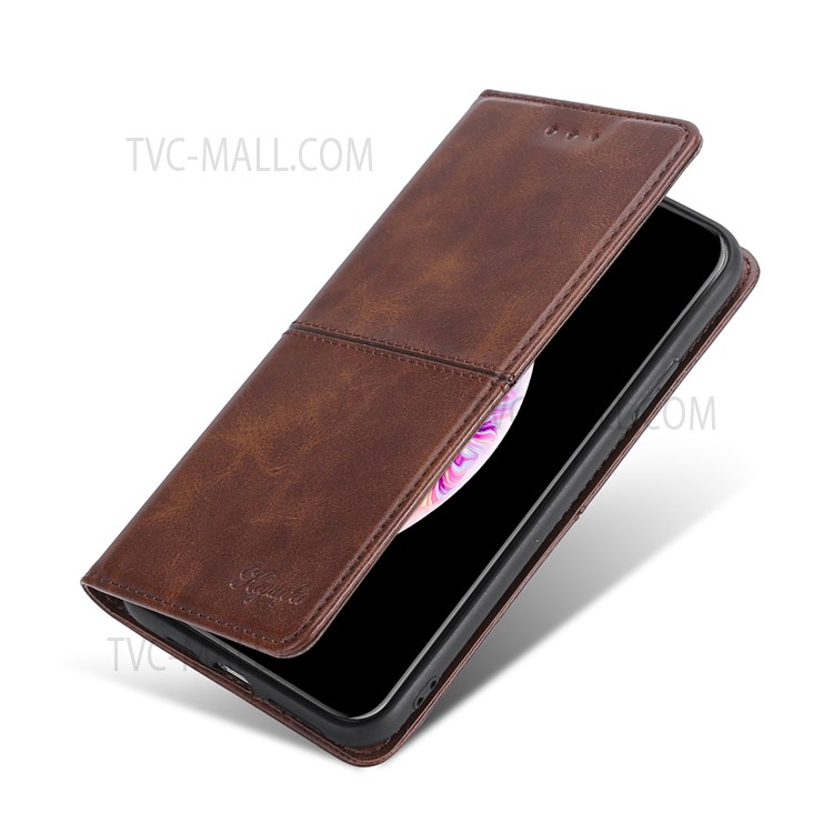 Well-protected Anti-drop Card Slots Design Auto-absorbed Magnetic Closure Leather Phone Stand Case for Samsung Galaxy A13 5G - Dark Brown-6