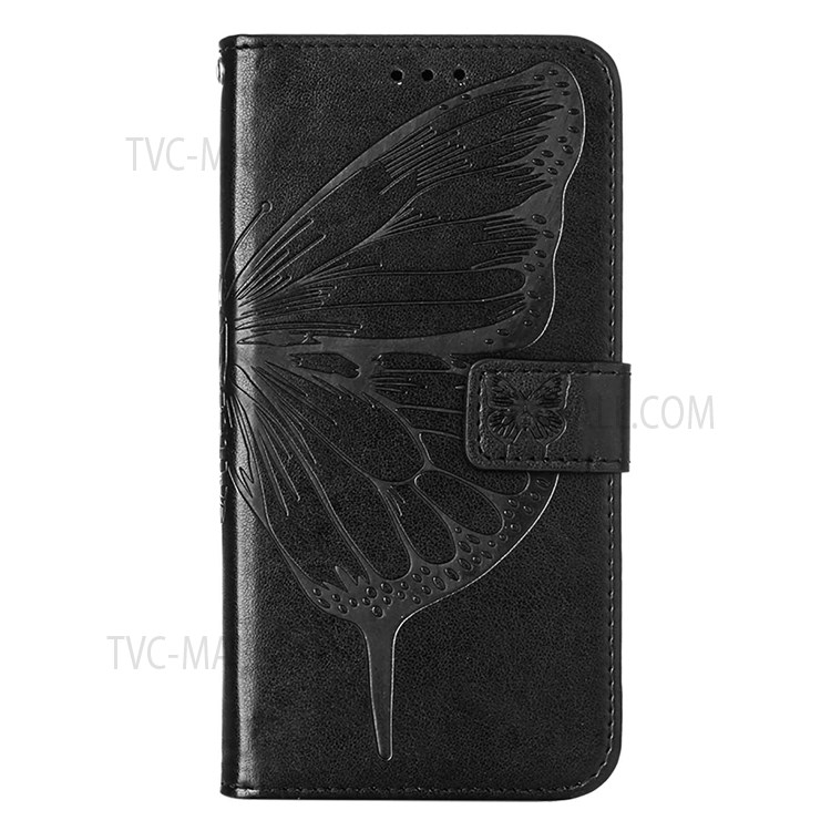 Butterfly Flower Pattern Imprinted PU Leather Wallet Stand Flip Protective Case with Strap for Sony Xperia 1 III 5G - Black-2