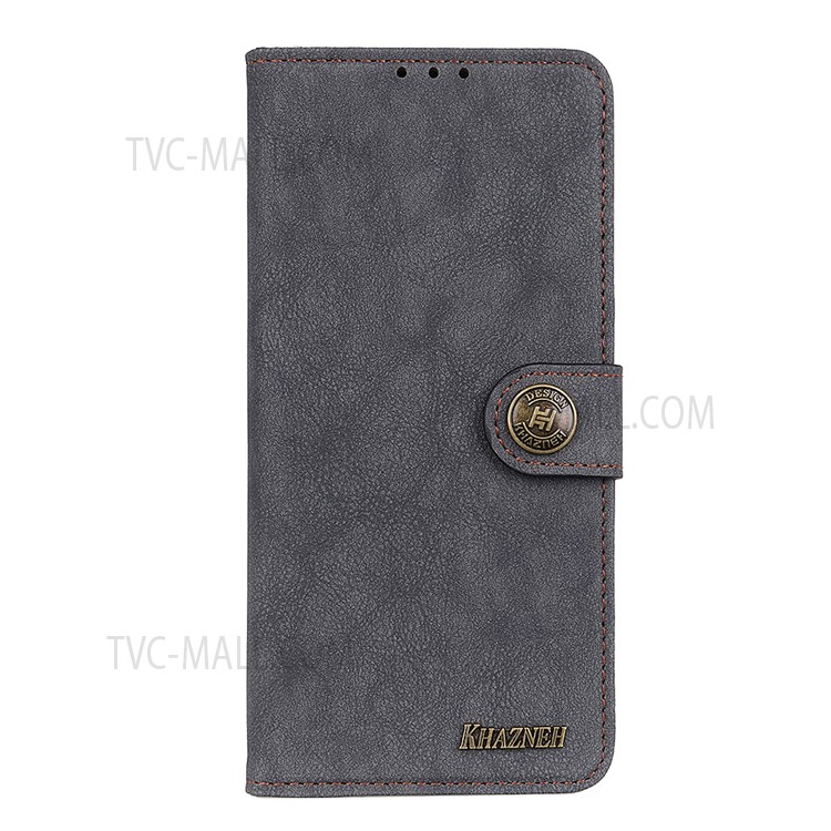 KHAZNEH Vintage Split Leather Case Scratch-resistant Magnetic Clasp Stand Phone Shell with Wallet for Sony Xperia Pro-I - Black-2