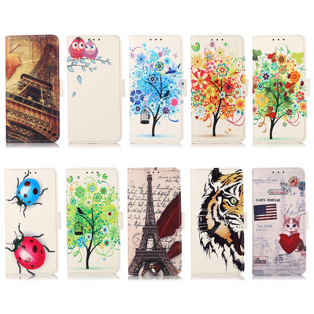 Pattern Printing PU Leather Wallet Case Stand Magnetic Closure Flip Cover for Sony Xperia Pro-I - Eiffel Tower and Feather-7