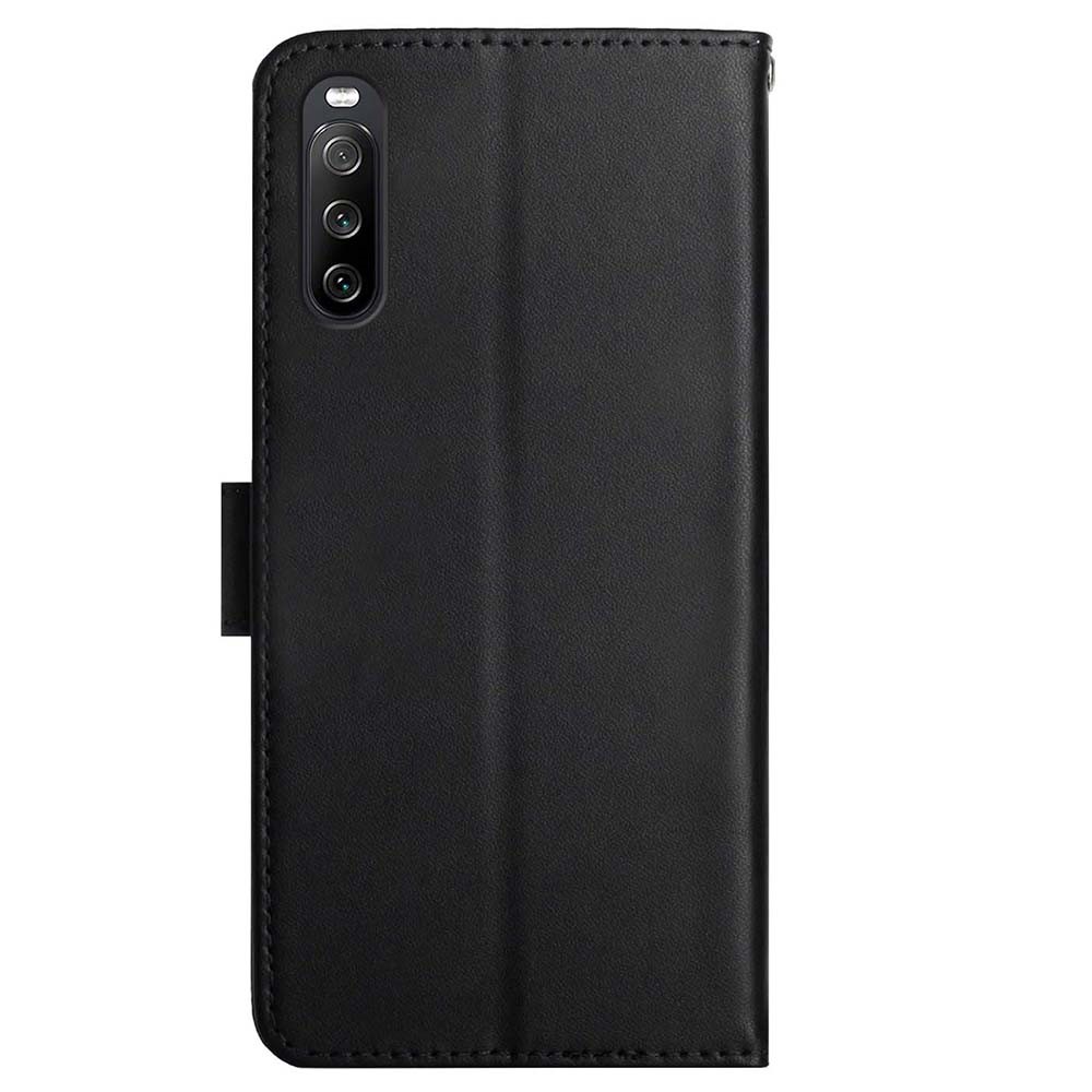 Multifunction Splashproof Flip Cover Genuine Leather Nappa Texture Wallet Stand Good Protective Phone Case for Sony Xperia 10 III 5G - Black-9