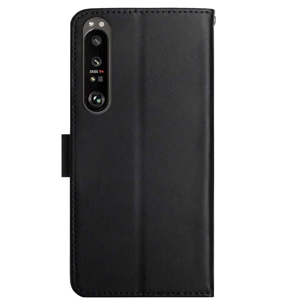 Smooth Touch Flip Phone Protector Genuine Leather Nappa Texture Multifunction Wallet Stand Good Protective Phone Case for Sony Xperia 5 III 5G - Black-9