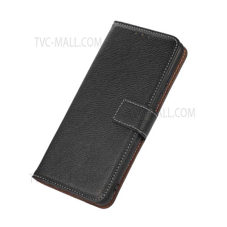 Litchi Texture Leather Phone Cover Non-slip Grip Stand Wallet Case Shell for Sony Xperia Pro-I - Black-8