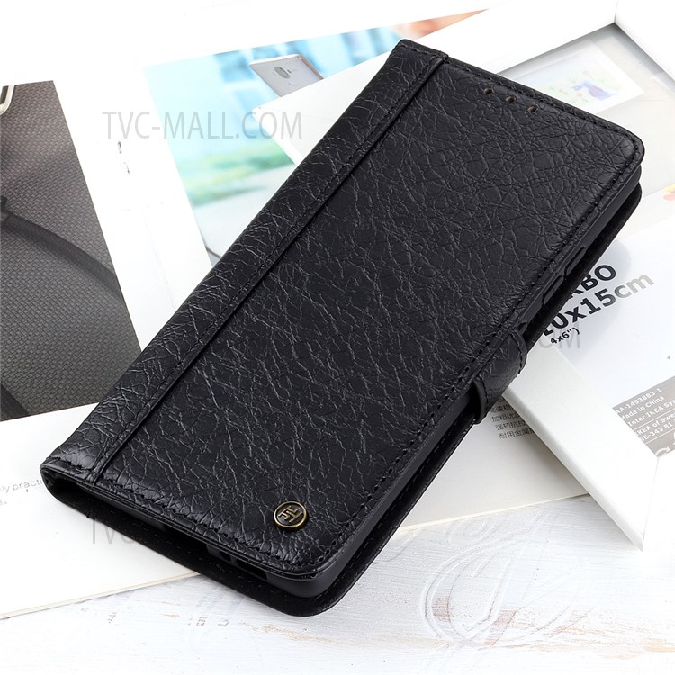 KHAZNEH Rhino Textured Split Leather Wallet Case Stand Magnetic Closure TPU Inner Protective Cover for Sony Xperia Pro-I - Black-8