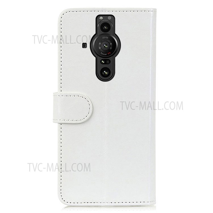 Photo Slot PU Leather Case Crazy Horse Texture Wallet Design Phone Cover Stand Shell for Sony Xperia Pro-I - White-3