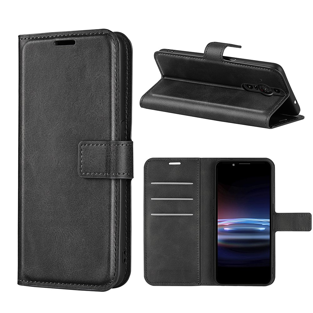 Ultra-slim Magnetic Wallet Stand Case PU Leather+TPU Interior Protective Flip Cover for Sony Xperia Pro-I - Black-10