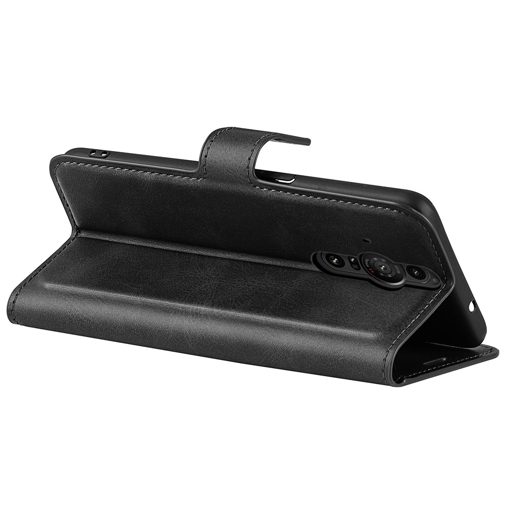Ultra-slim Magnetic Wallet Stand Case PU Leather+TPU Interior Protective Flip Cover for Sony Xperia Pro-I - Black-4