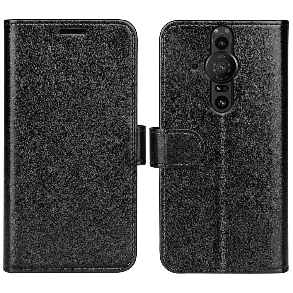 Supporting Stand Flip Case Crazy Horse Texture PU Leather Wallet Folio Cover with Magnetic Closure for Sony Xperia Pro-I - Black-1