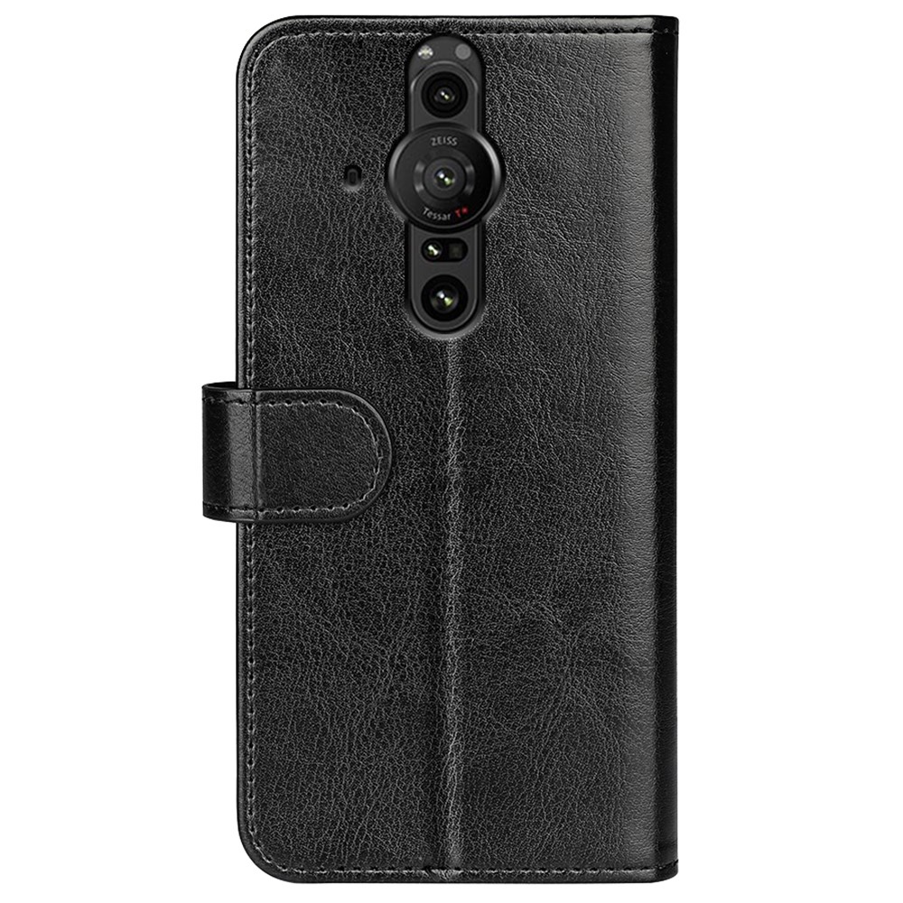Supporting Stand Flip Case Crazy Horse Texture PU Leather Wallet Folio Cover with Magnetic Closure for Sony Xperia Pro-I - Black-3