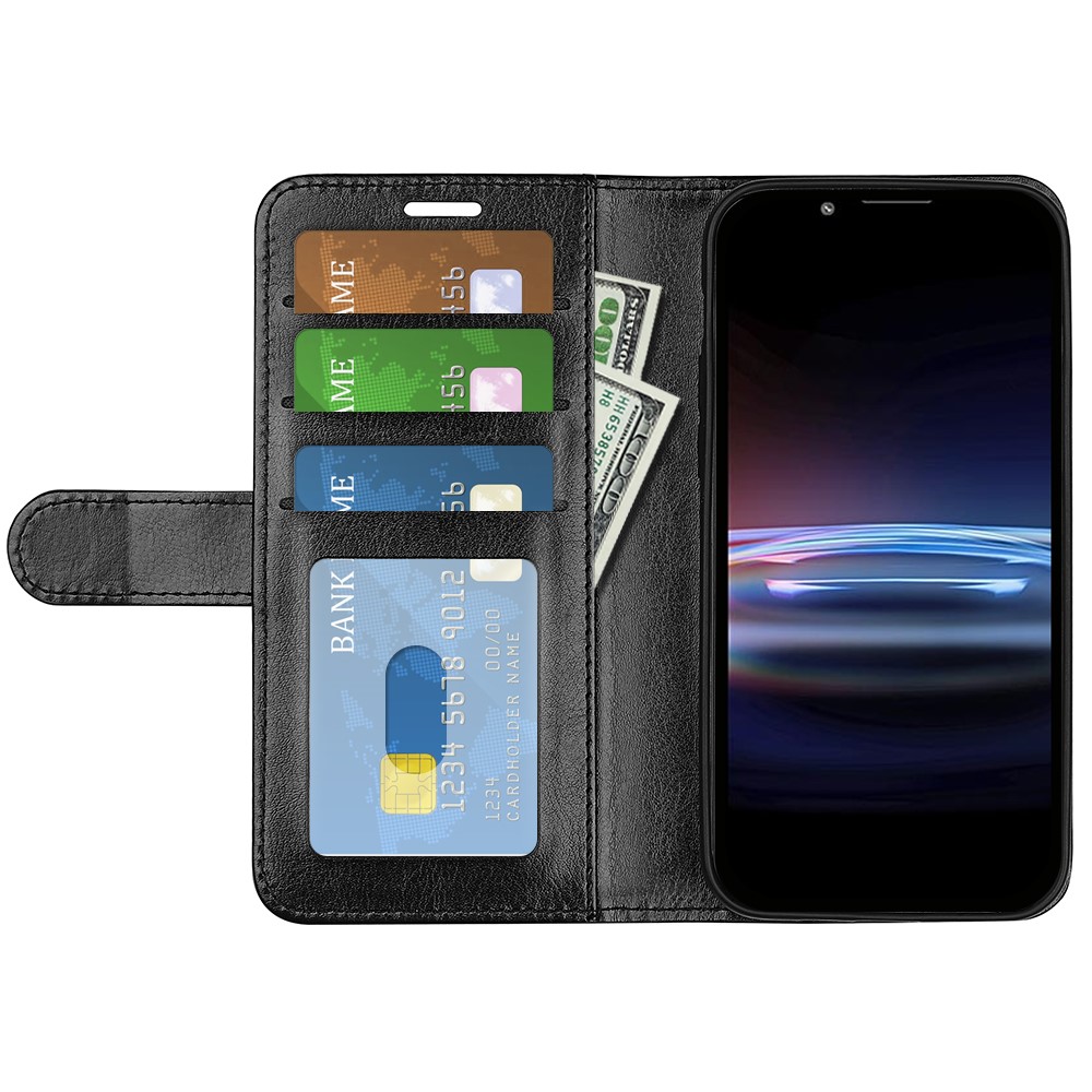 Supporting Stand Flip Case Crazy Horse Texture PU Leather Wallet Folio Cover with Magnetic Closure for Sony Xperia Pro-I - Black-4