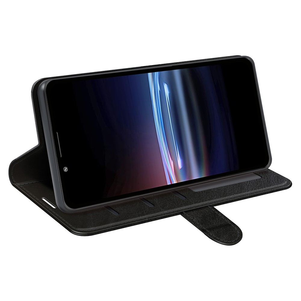 Supporting Stand Flip Case Crazy Horse Texture PU Leather Wallet Folio Cover with Magnetic Closure for Sony Xperia Pro-I - Black-5