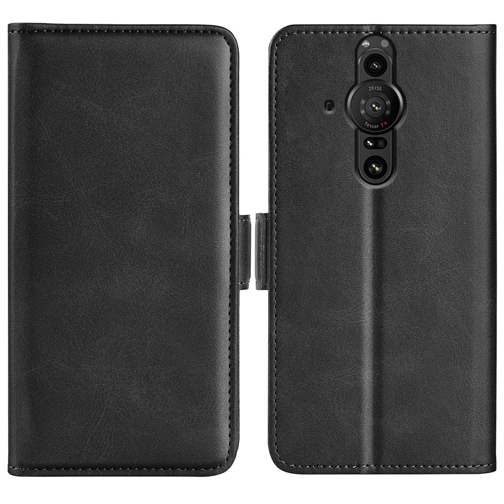 Magnetic Closure Phone Cover Stand Book Design PU Leather Flip Wallet Phone Case for Sony Xperia Pro-I - Black-1