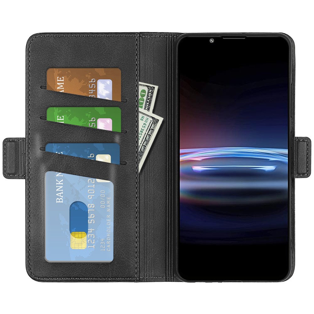 Magnetic Closure Phone Cover Stand Book Design PU Leather Flip Wallet Phone Case for Sony Xperia Pro-I - Black-4