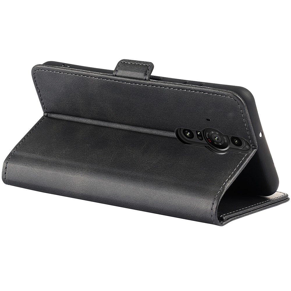 Magnetic Closure Phone Cover Stand Book Design PU Leather Flip Wallet Phone Case for Sony Xperia Pro-I - Black-6