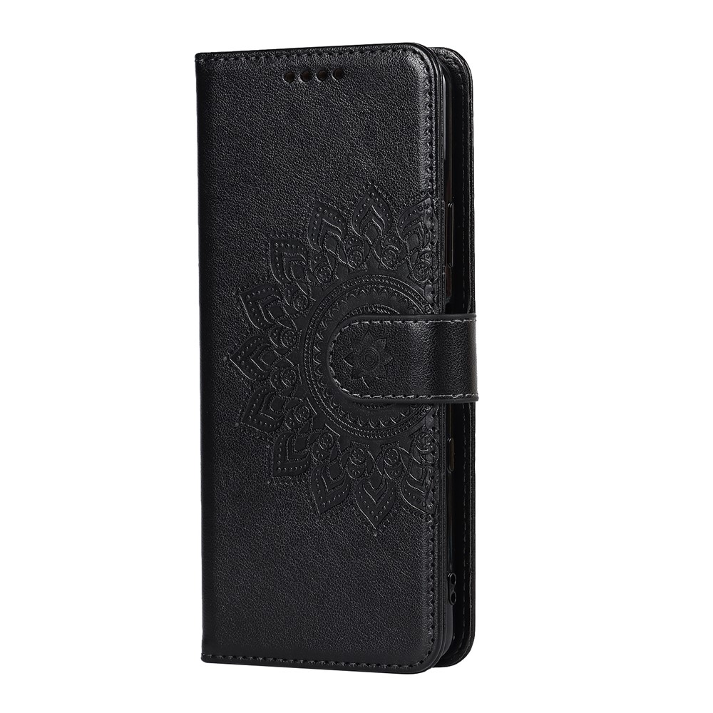 Fall-proof R61 Texture Pattern Imprinting Felled Seam Design PU Leather Wallet Phone Cover Shell for Sony Xperia 10 III 5G/Xperia 10 III Lite - Black-2