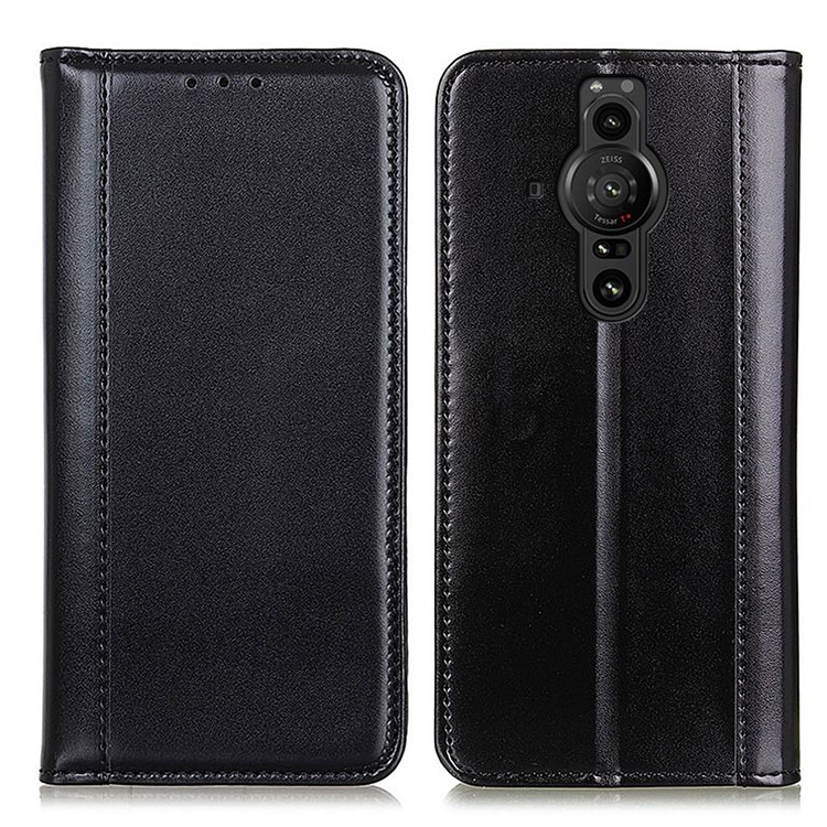 Wallet Flip Split Leather Stand Magnetic Auto Closure Drop-proof Anti-scratch Protective Cover for Sony Xperia Pro-I - Black-1