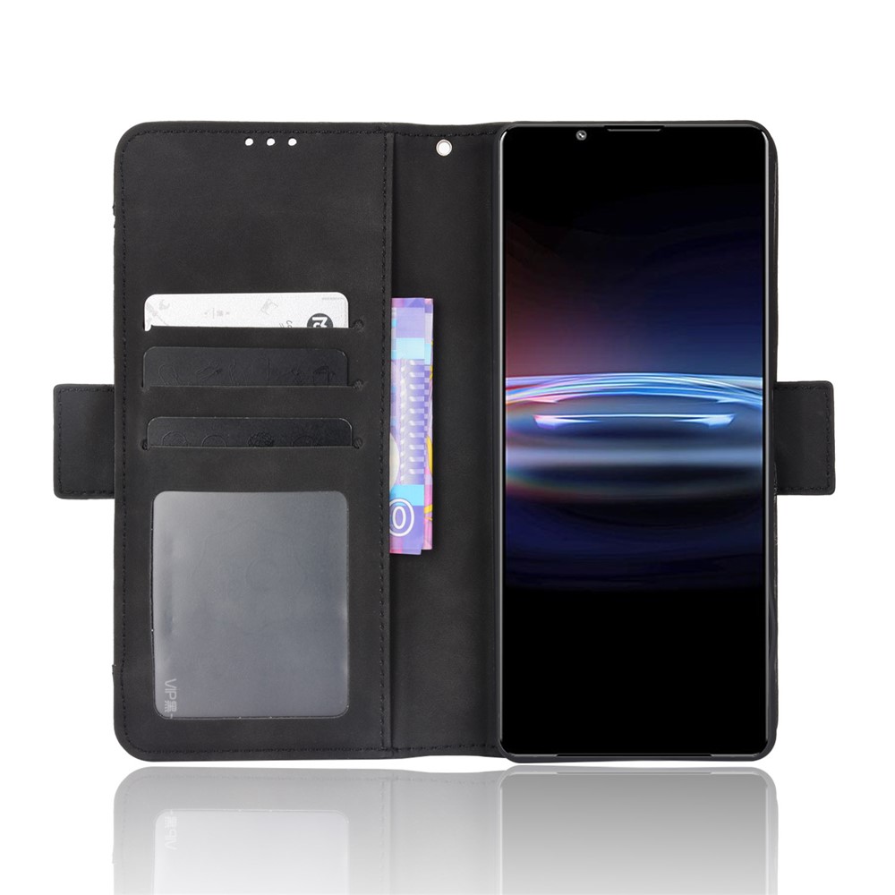 For Sony Xperia Pro-I Drop-proof Magnetic Closure Flip Case Multiple Card Slot Design Wallet Stand PU Leather Phone Cover - Black-4