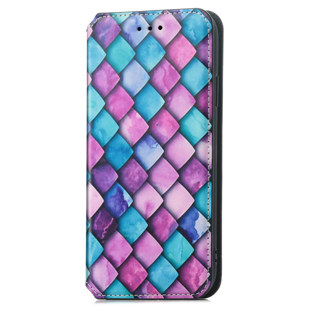 CASENEO 001 Series Pattern Printing Phone Case Drop-proof Automatic Closing RFID Blocking Function Leather Wallet Phone Stand Cover for Sony Xperia 5 III 5G - Purple Scale-2