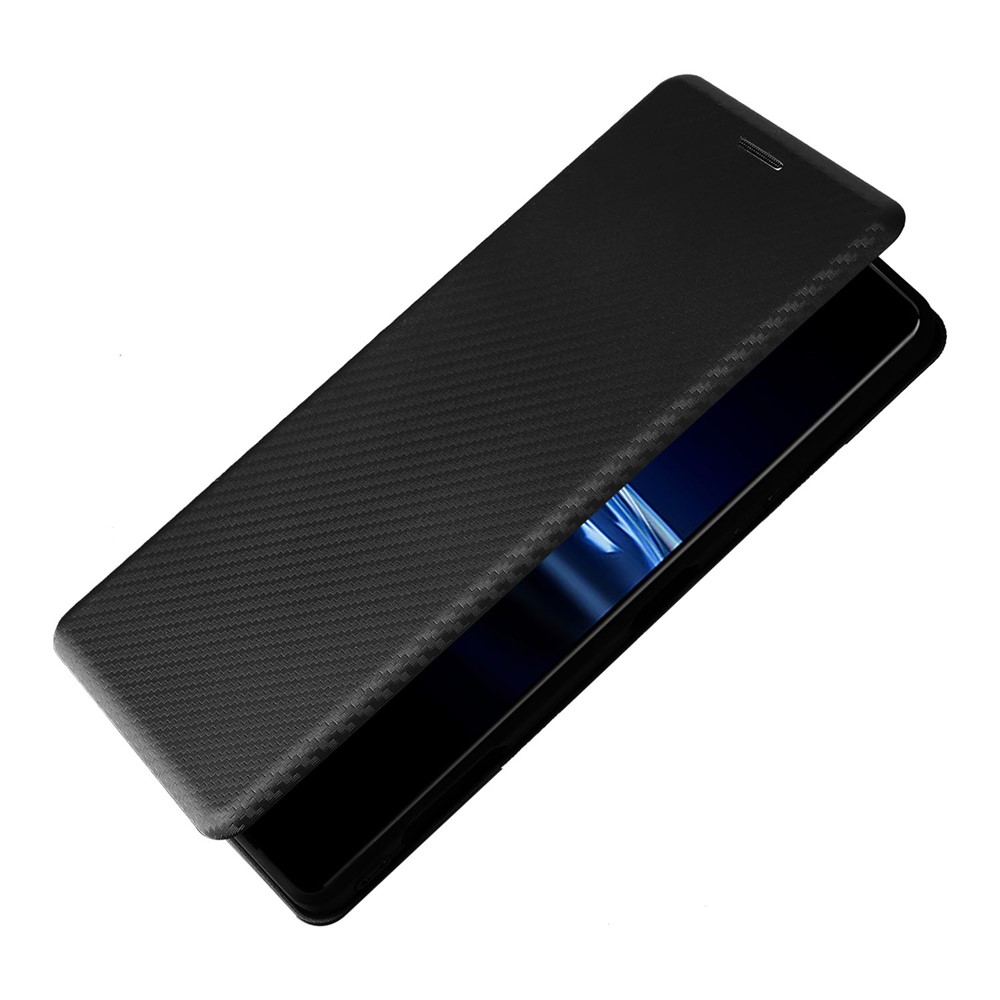 For Sony Xperia Pro-I Ring Strap Carbon Fiber Texture Case Well-protected Auto-absorbed Magnetic Closure Leather Phone Cover with Stand - Black-6