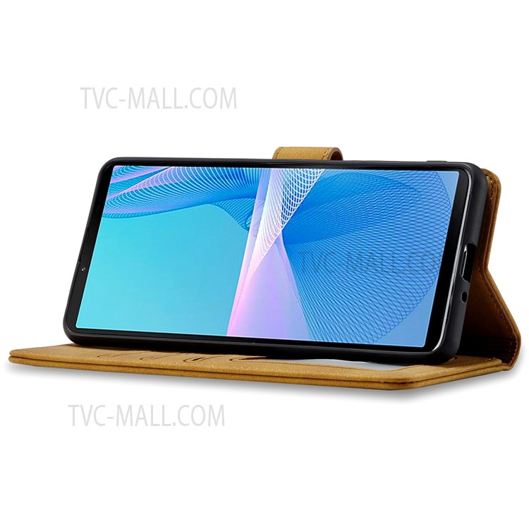 RFID Blocking Matte Scratch-resistant PU Leather Flip Wallet Protective Phone Case with Stand - Light Brown-5