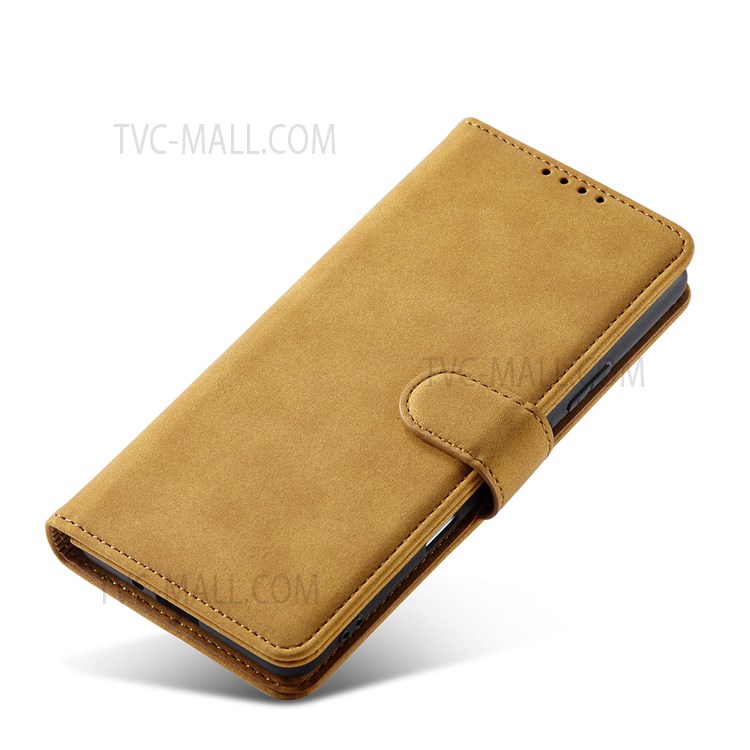 RFID Blocking Matte Scratch-resistant PU Leather Flip Wallet Protective Phone Case with Stand - Light Brown-7