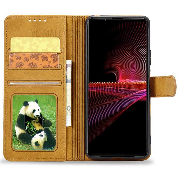For Sony Xperia 1 III 5G Shockproof Anti-scratch Matte PU Leather RFID Blocking Wallet Phone Case with Stand - Light Brown-4