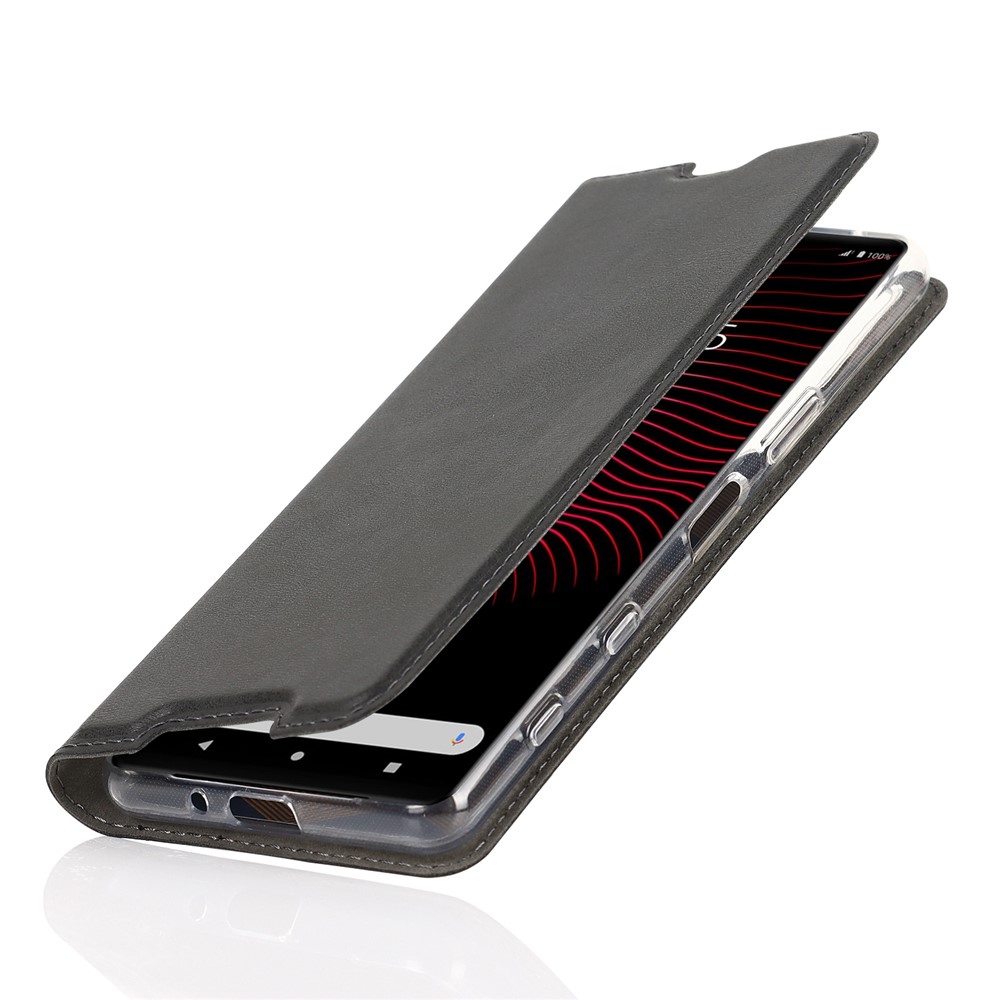 Wrist Strap Textured PU Leather Card Holder Drop-proof Phone Cover Stand Phone Shell for Sony Xperia 5 III 5G - Black-8