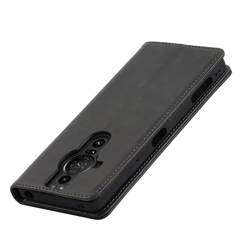 For Sony Xperia Pro-I Auto-absorbed TPU+PU Leather Phone Protective Cover Wallet Stand Function Phone Case - Black-7