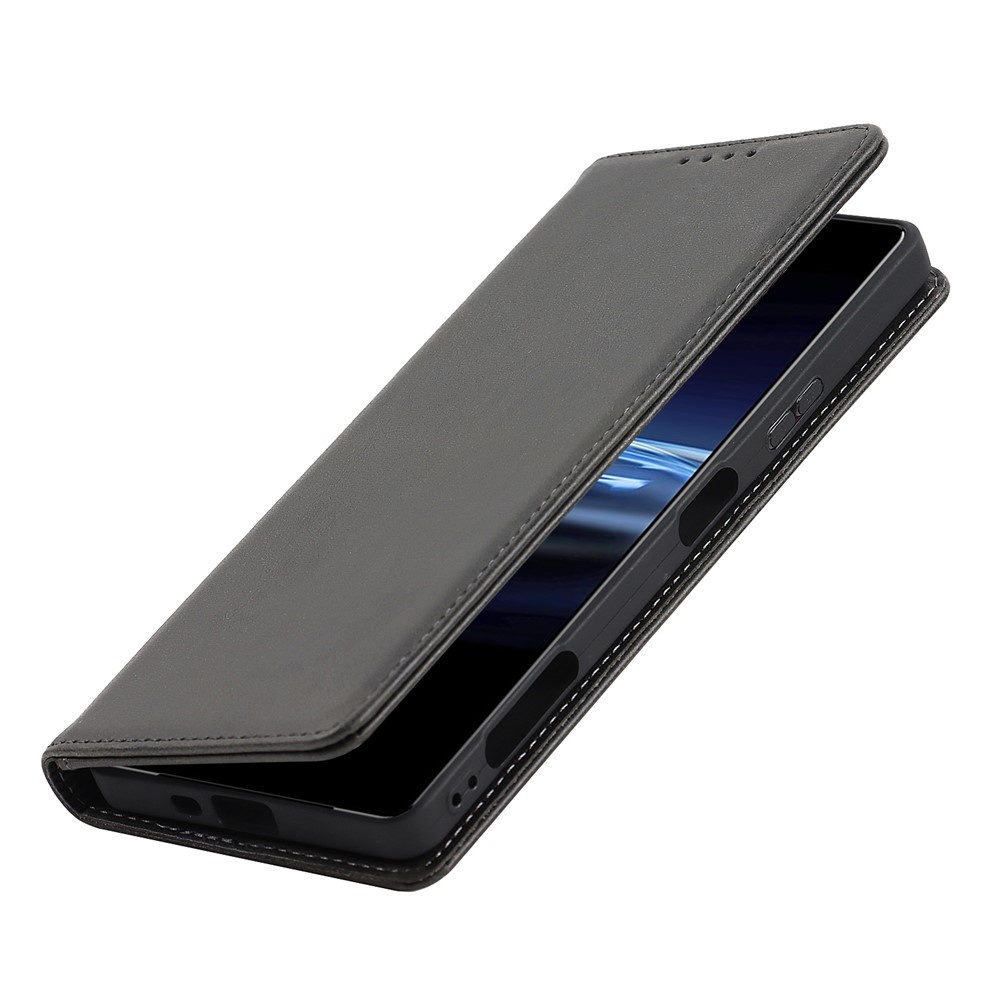 For Sony Xperia Pro-I Auto-absorbed TPU+PU Leather Phone Protective Cover Wallet Stand Function Phone Case - Black-8