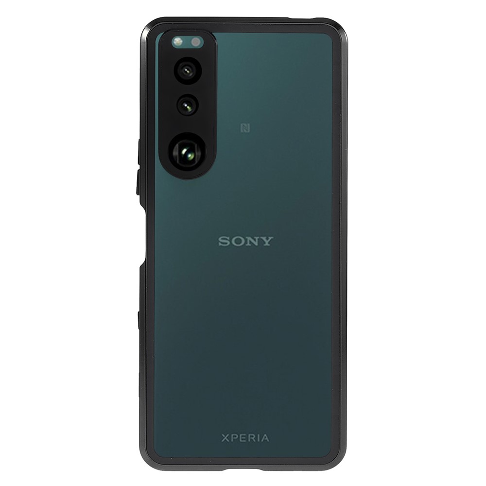 Metal Frame + Tempered Glass + PC Hybrid Cover Magnetic Closure Phone Case for Sony Xperia 5 III 5G - Black-2