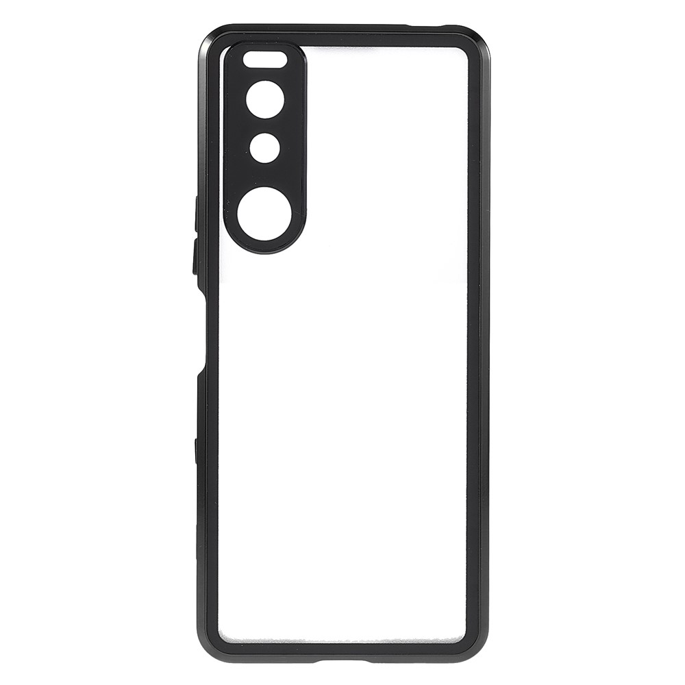 Metal Frame + Tempered Glass + PC Hybrid Cover Magnetic Closure Phone Case for Sony Xperia 5 III 5G - Black-3