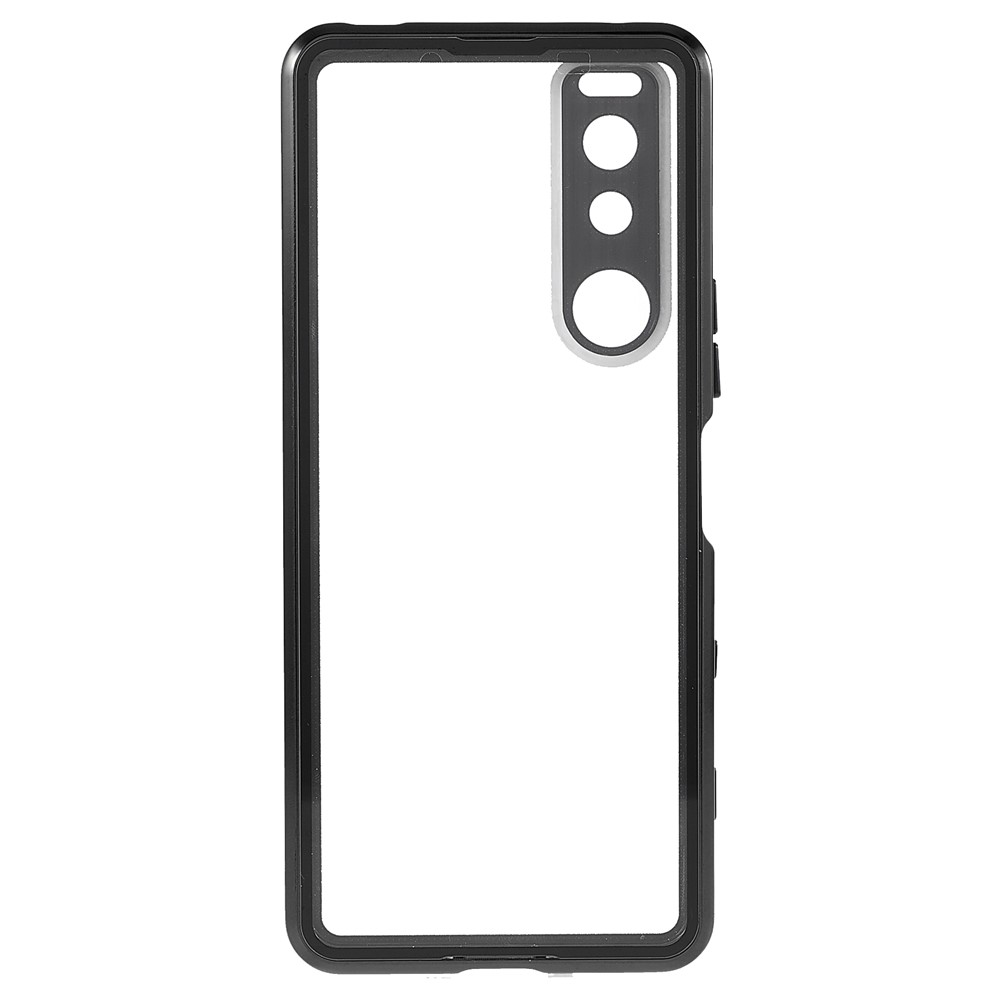 Metal Frame + Tempered Glass + PC Hybrid Cover Magnetic Closure Phone Case for Sony Xperia 5 III 5G - Black-4