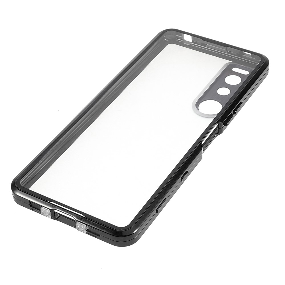 Metal Frame + Tempered Glass + PC Hybrid Cover Magnetic Closure Phone Case for Sony Xperia 5 III 5G - Black-8