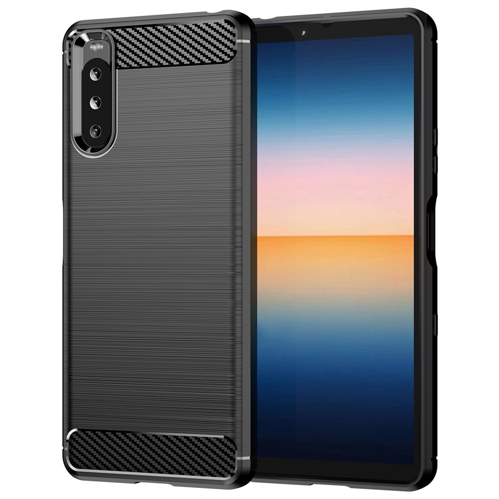 Air Cushion Design TPU Case Phone Cover with Carbon Fiber Texture Brushed Surface for Sony Xperia 10 III 5G/10 III Lite - Black-1