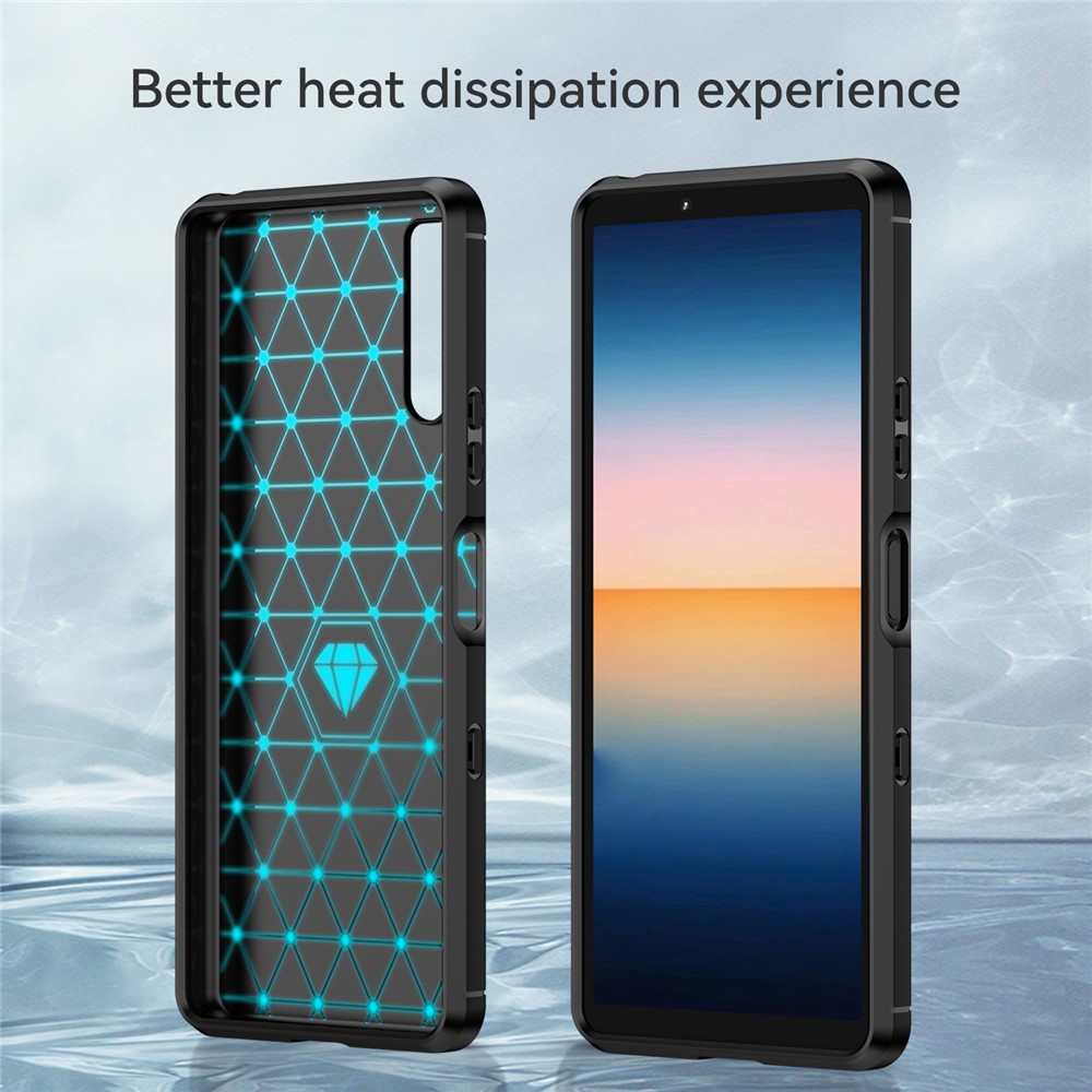 Air Cushion Design TPU Case Phone Cover with Carbon Fiber Texture Brushed Surface for Sony Xperia 10 III 5G/10 III Lite - Black-3