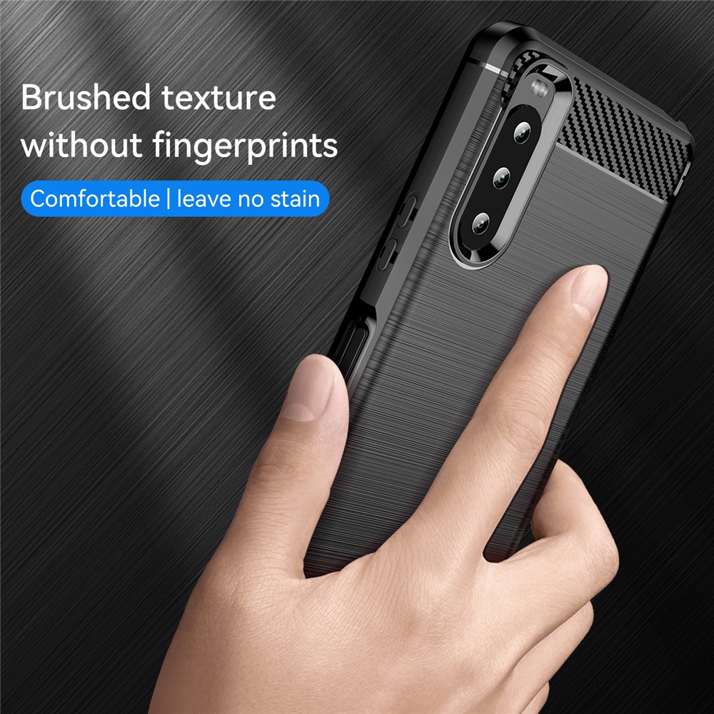Air Cushion Design TPU Case Phone Cover with Carbon Fiber Texture Brushed Surface for Sony Xperia 10 III 5G/10 III Lite - Black-6