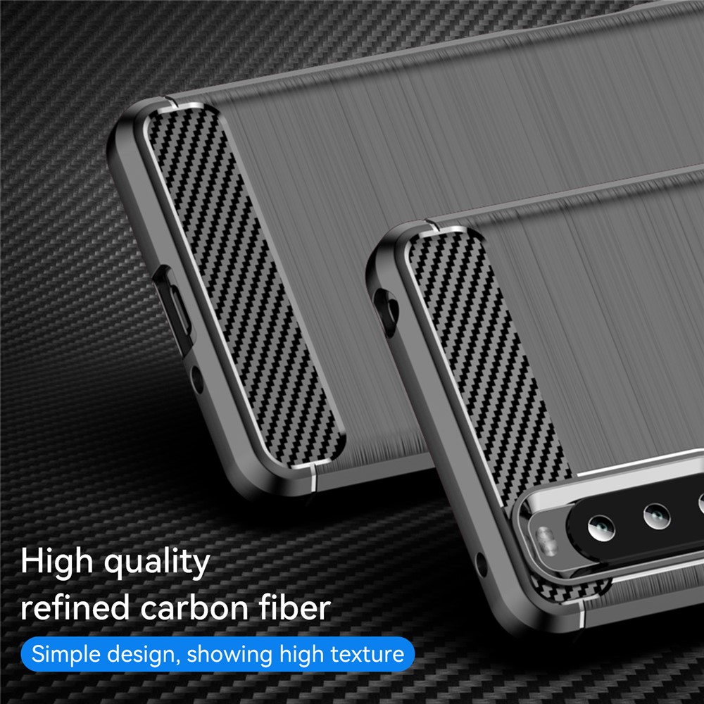 Air Cushion Design TPU Case Phone Cover with Carbon Fiber Texture Brushed Surface for Sony Xperia 10 III 5G/10 III Lite - Black-7