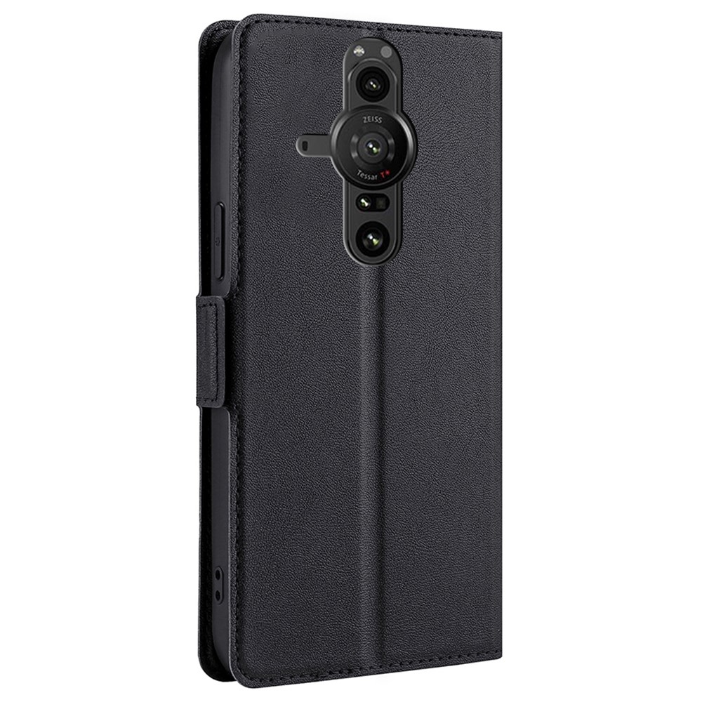 Side Magnetic Clasp Card Holder Design Ultra-thin PU Leather Mobile Phone Cover Stand Case for Sony Xperia Pro-I - Black-2