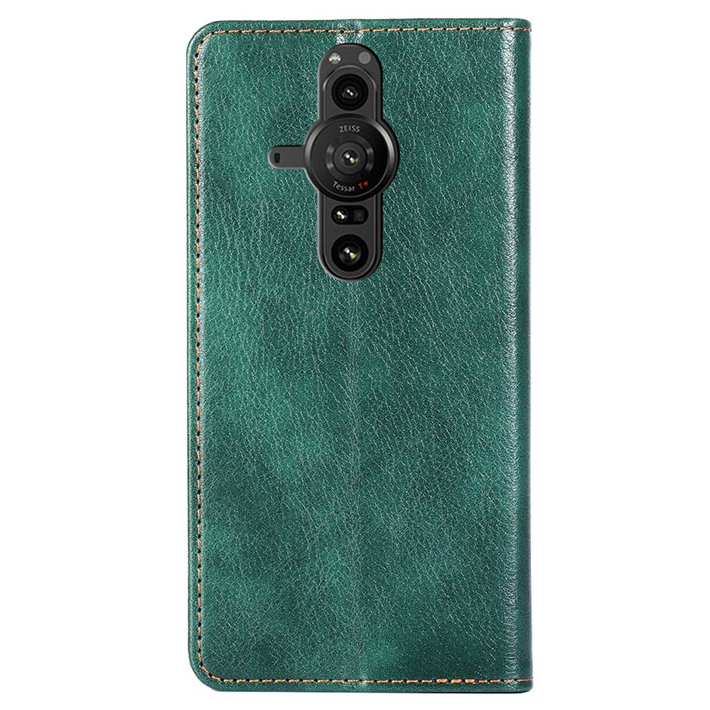 PU Leather Wallet Stand Case Auto Magnetic Closed Flip Protective Phone Cover for Sony Xperia Pro-I - Green-3